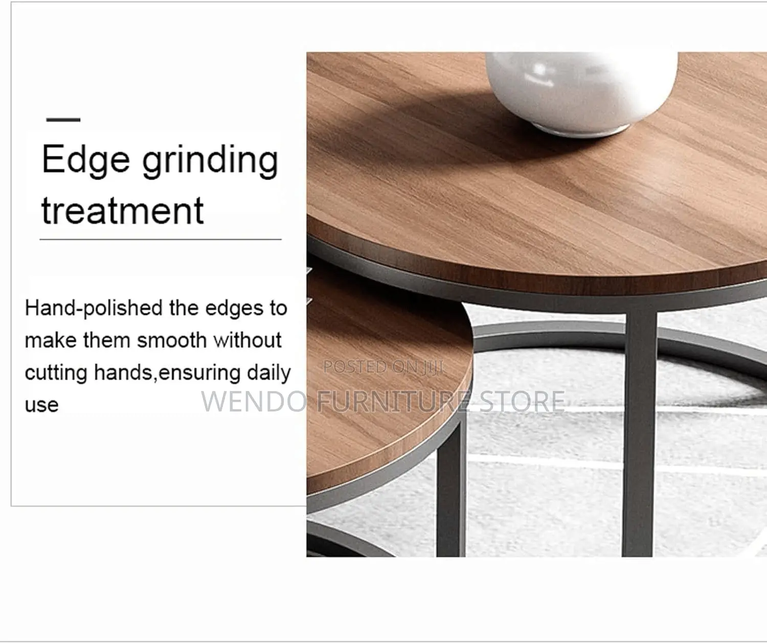 Coffee Table; Round Dual Coffee Table With Top Wood