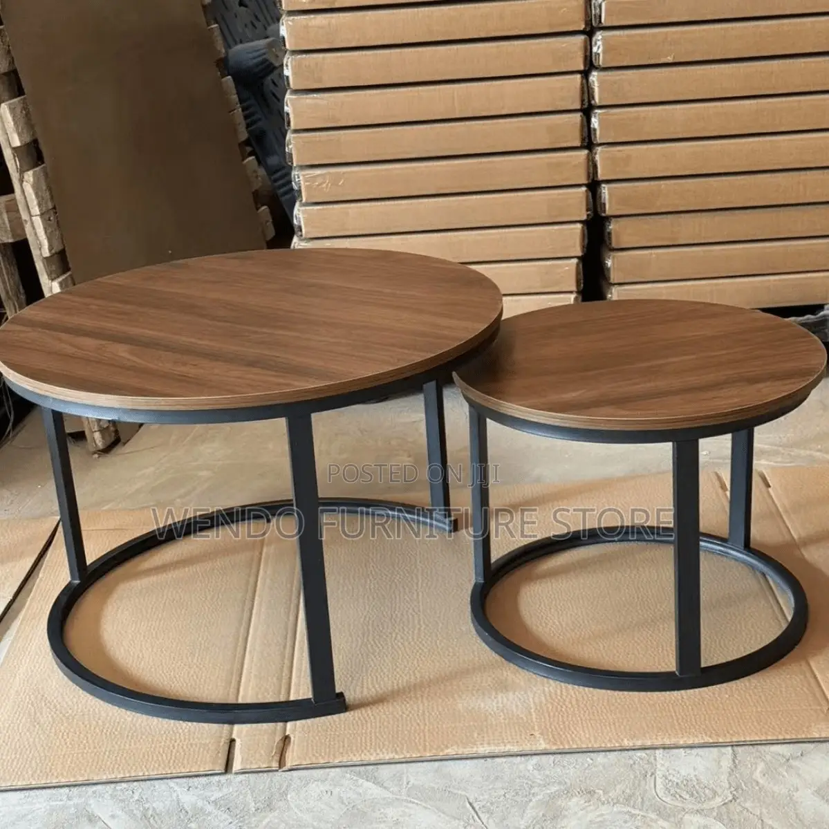 Coffee Table; Round Dual Coffee Table With Top Wood