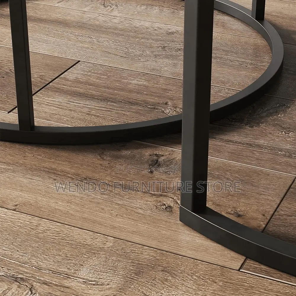 Coffee Table; Round Dual Coffee Table With Top Wood