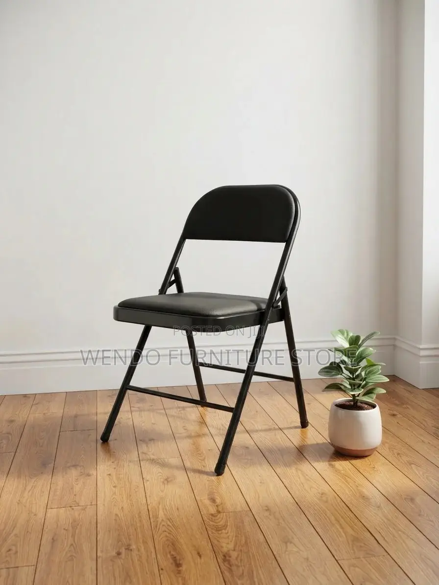 Office Chairs; Foldable Black Armless Office Conference Seats