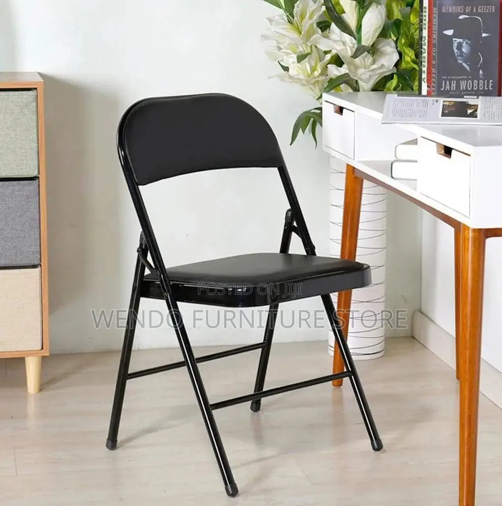 Office Chairs; Foldable Black Armless Office Conference Seats
