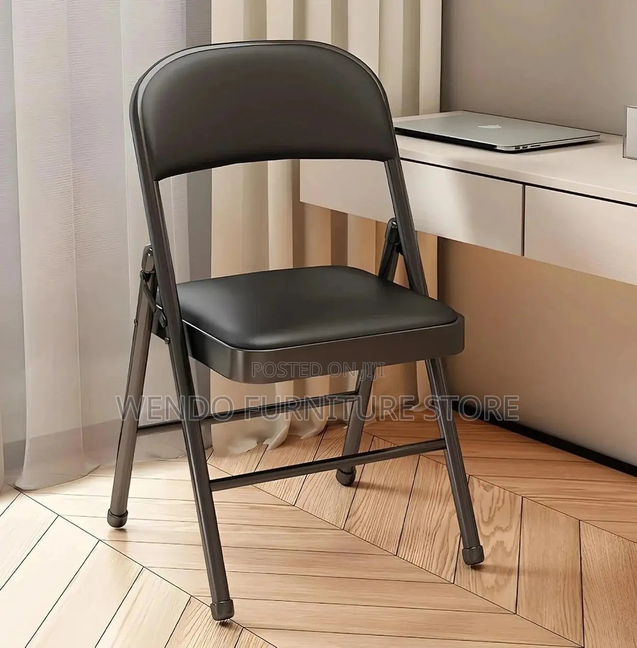 Office Chairs; Foldable Black Armless Office Conference Seats