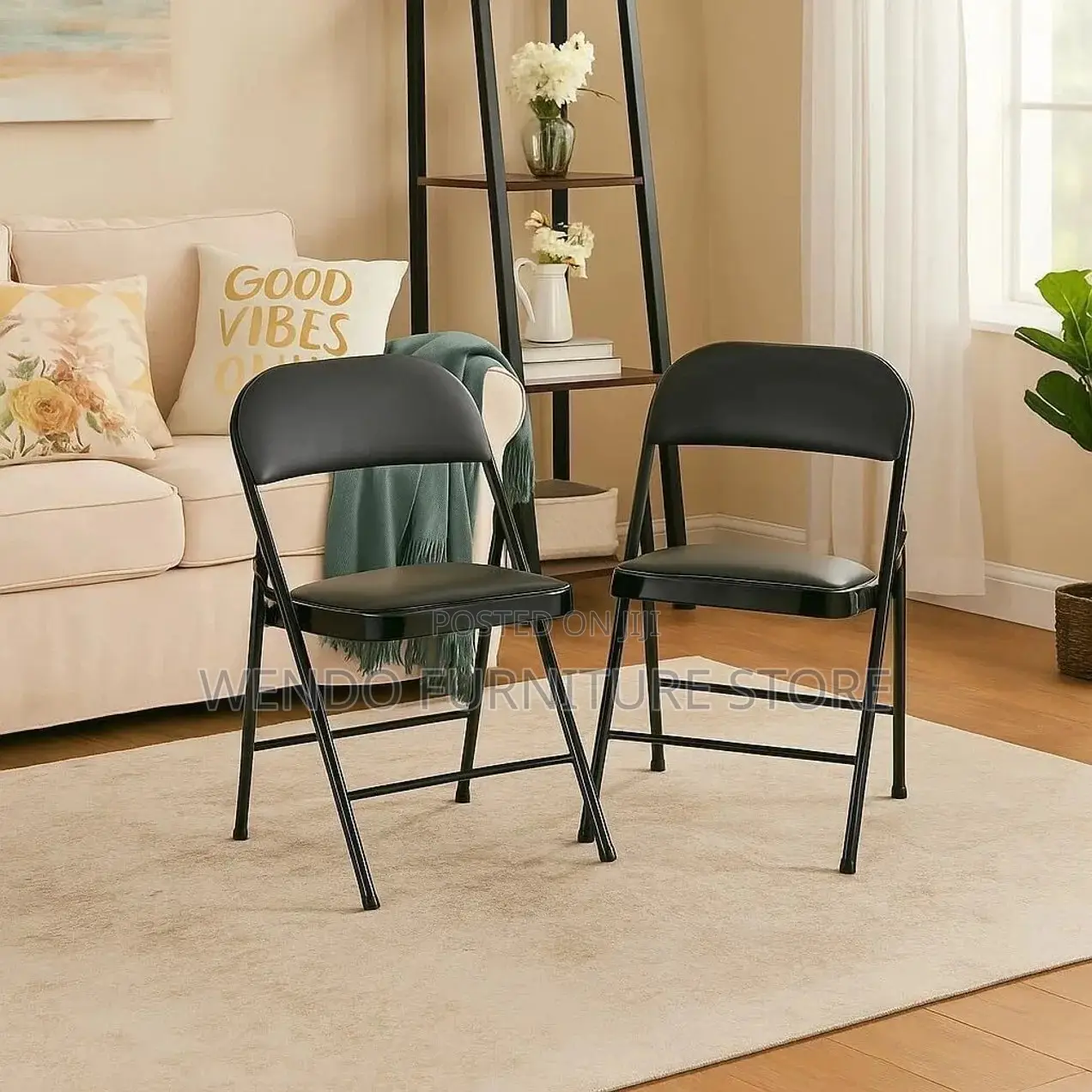 Office Chairs; Foldable Black Armless Office Conference Seats