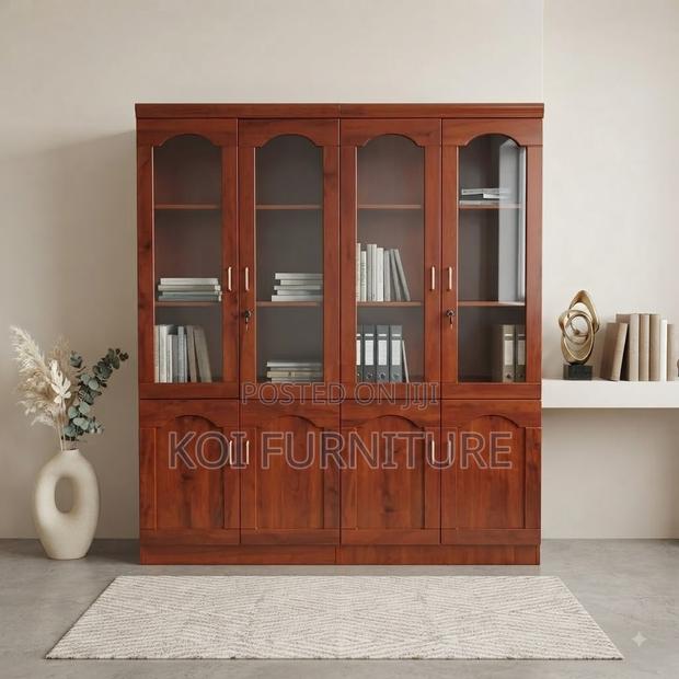 Office Cabinet; Four Drawers Executive Mahogany Finish Office Cabinet