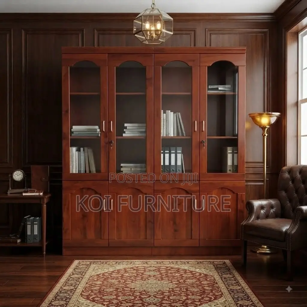 Office Cabinet; Four Drawers Executive Mahogany Finish Office Cabinet
