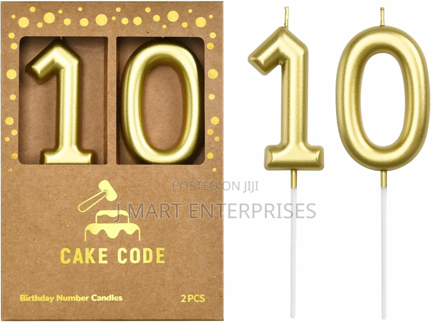 Gold 10 Number Birthday Candles