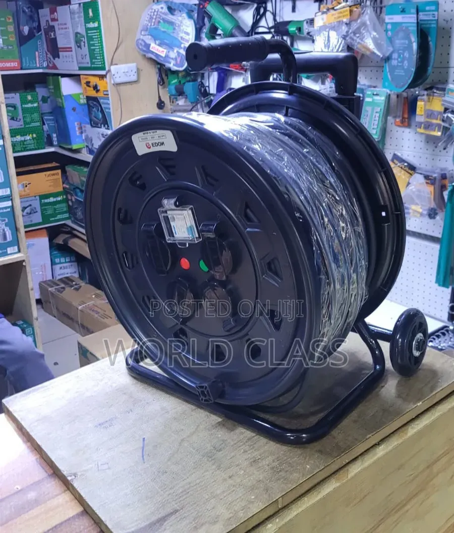 Edon Heavy-Duty Industrial Extension Cable Reel With Metal Stand 100m