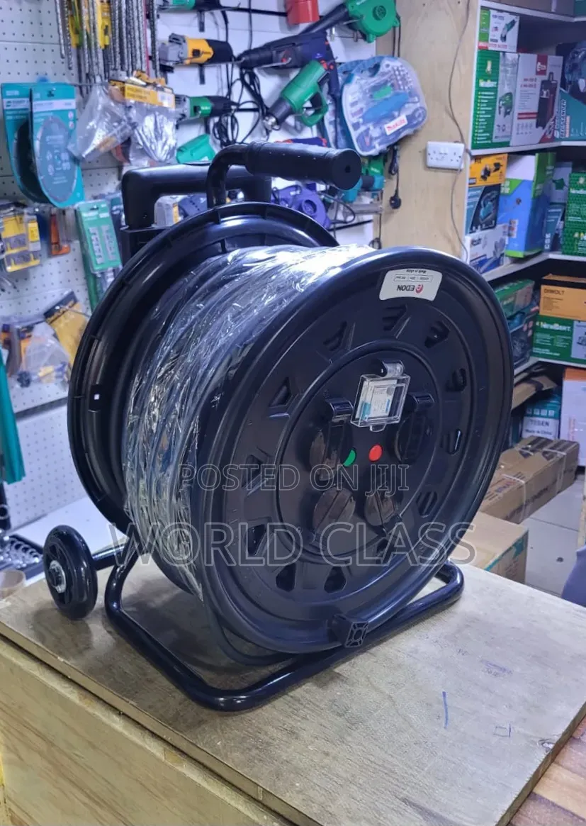 Edon Heavy-Duty Industrial Extension Cable Reel With Metal Stand 100m