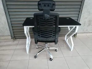 Practical Egornomic Chair With Headrest and Metallic Study Table