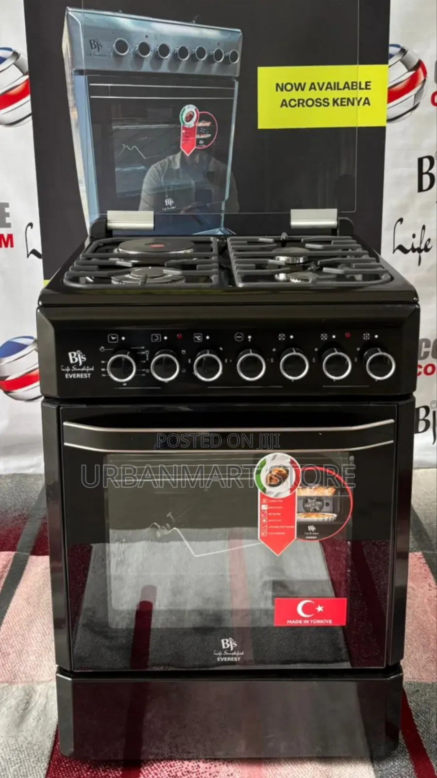 BJS Everest Black 60×60 Gas Electric Cooker With Turbo Fan