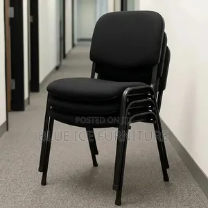 Black Stackable Office Visitor Chair for Reception Training Waiting