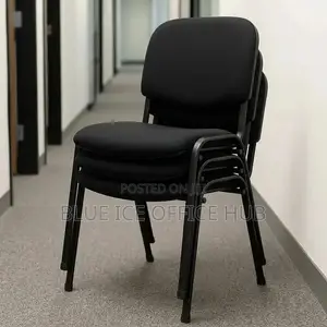 Black Stackable Office Visitor Chair for Reception Training Waiting