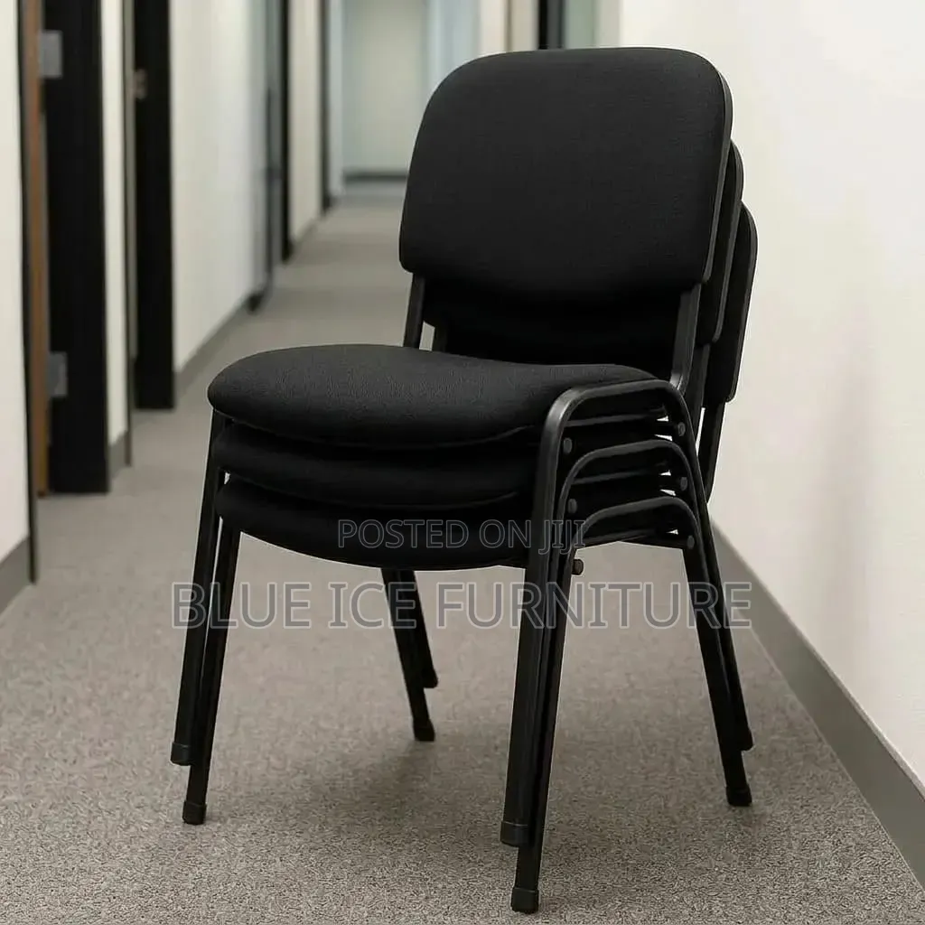 Black Stackable Office Visitor Chair for Reception Training Waiting