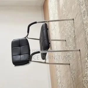 Black Leather Office Visitor Chair With Armrests