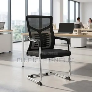 Black Mesh Office Visitor Chair With Chrome Frame Armrests