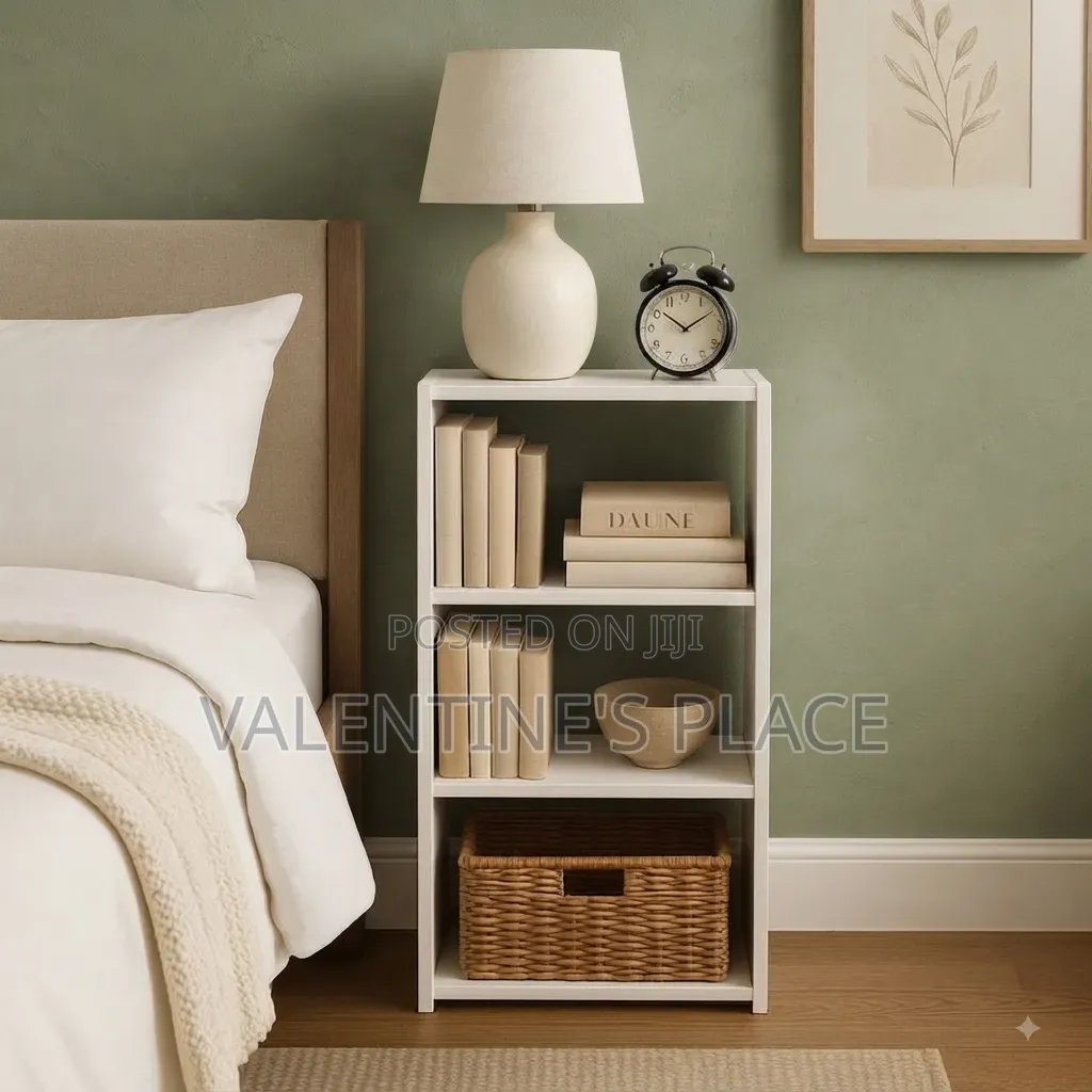 Modern 3-Tier White Bedside Bookshelf / Nightstand