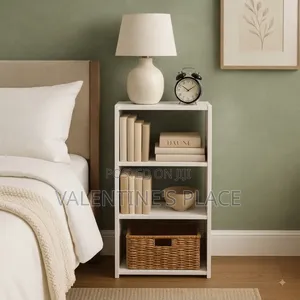 Modern 3-Tier White Bedside Bookshelf / Nightstand
