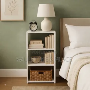 Modern 3-Tier White Bedside Bookshelf / Nightstand