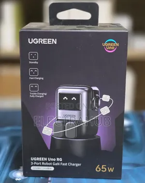 Ugreen Uno RG 3-Port Robot GaN 65W Fast Charger Brand New Sealed