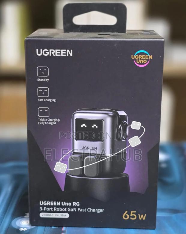 Ugreen Uno RG 3-Port Robot GaN 65W Fast Charger Brand New Sealed