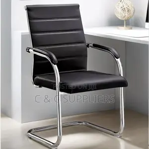 Leather Visitors Chair With Padded Armrest