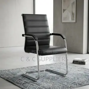 Leather Visitors Chair With Padded Armrest
