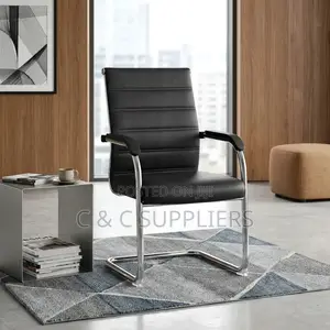 Leather Visitors Chair With Padded Armrest
