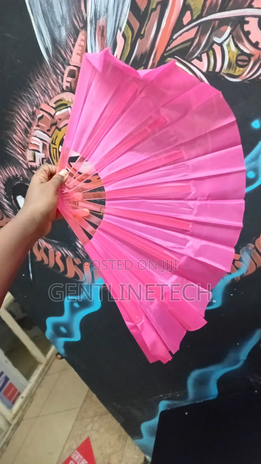 Hot Pink Transparent Folding Fan