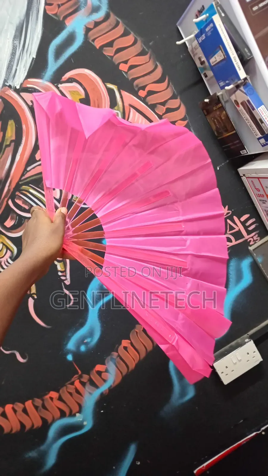 Hot Pink Transparent Folding Fan