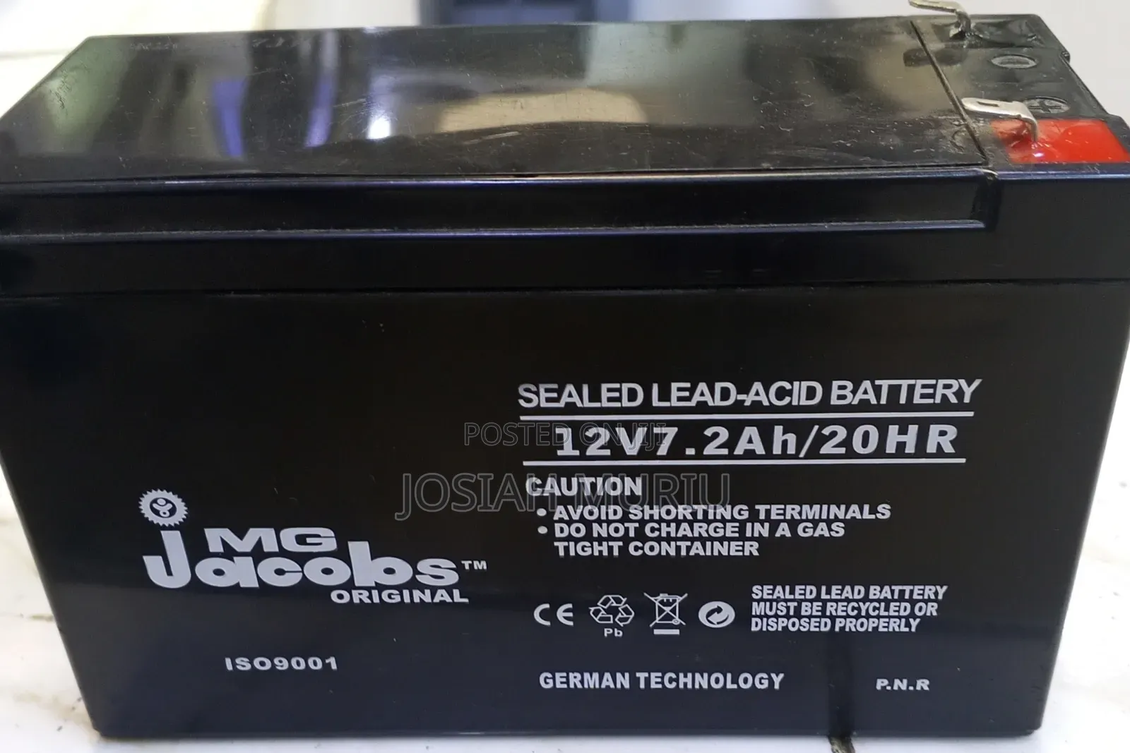 12v 7.2AH MG Jacobs Back Up Battery