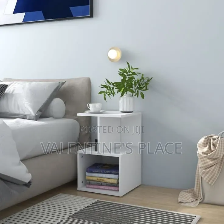 Sleek White Bedside Shelf Unit for Books, Decor, and Essentials