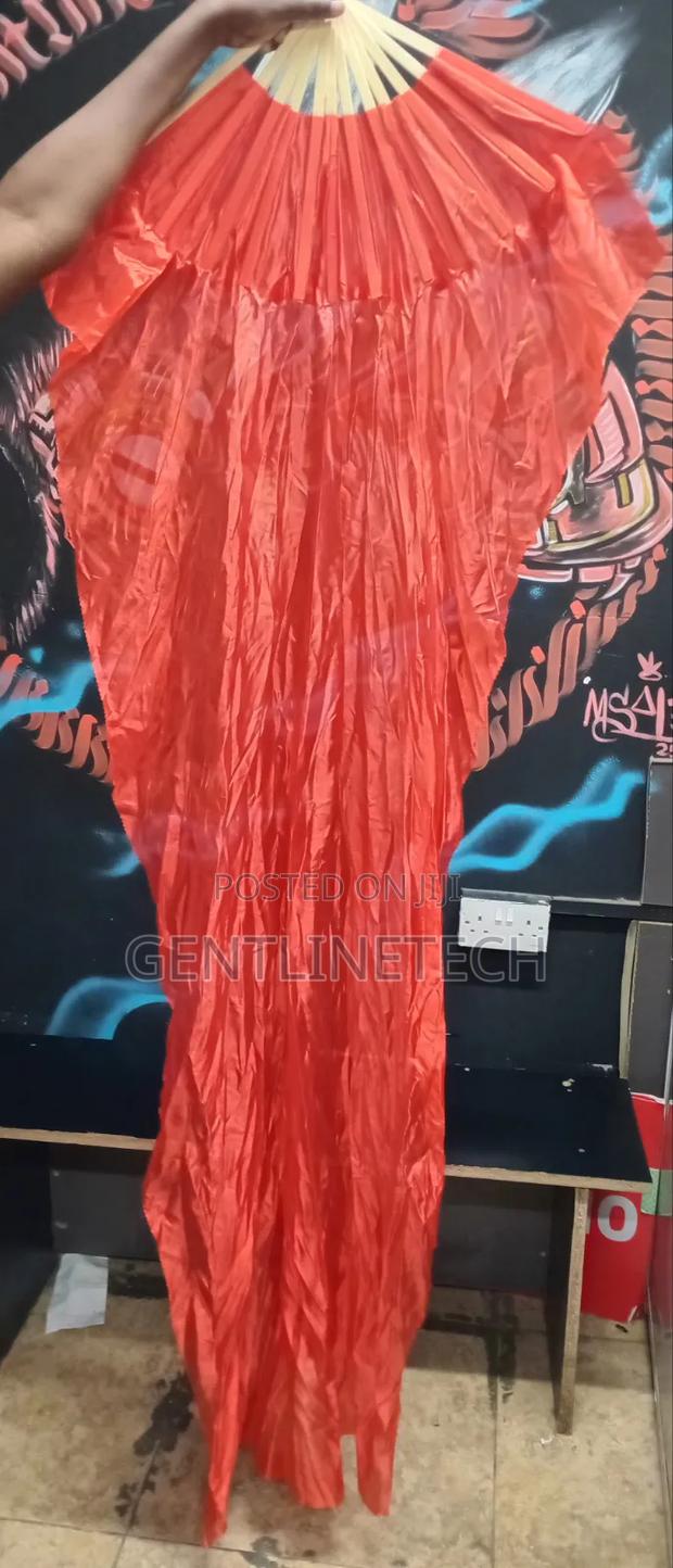 Brand New Red Silk Veil Dance Fan - thumbnail 3