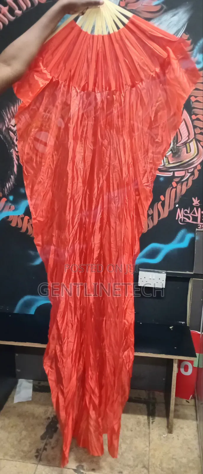 Brand New Red Silk Veil Dance Fan