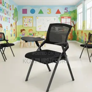 Office Chairs; Black Plastic Folding Chairs With Bookpad