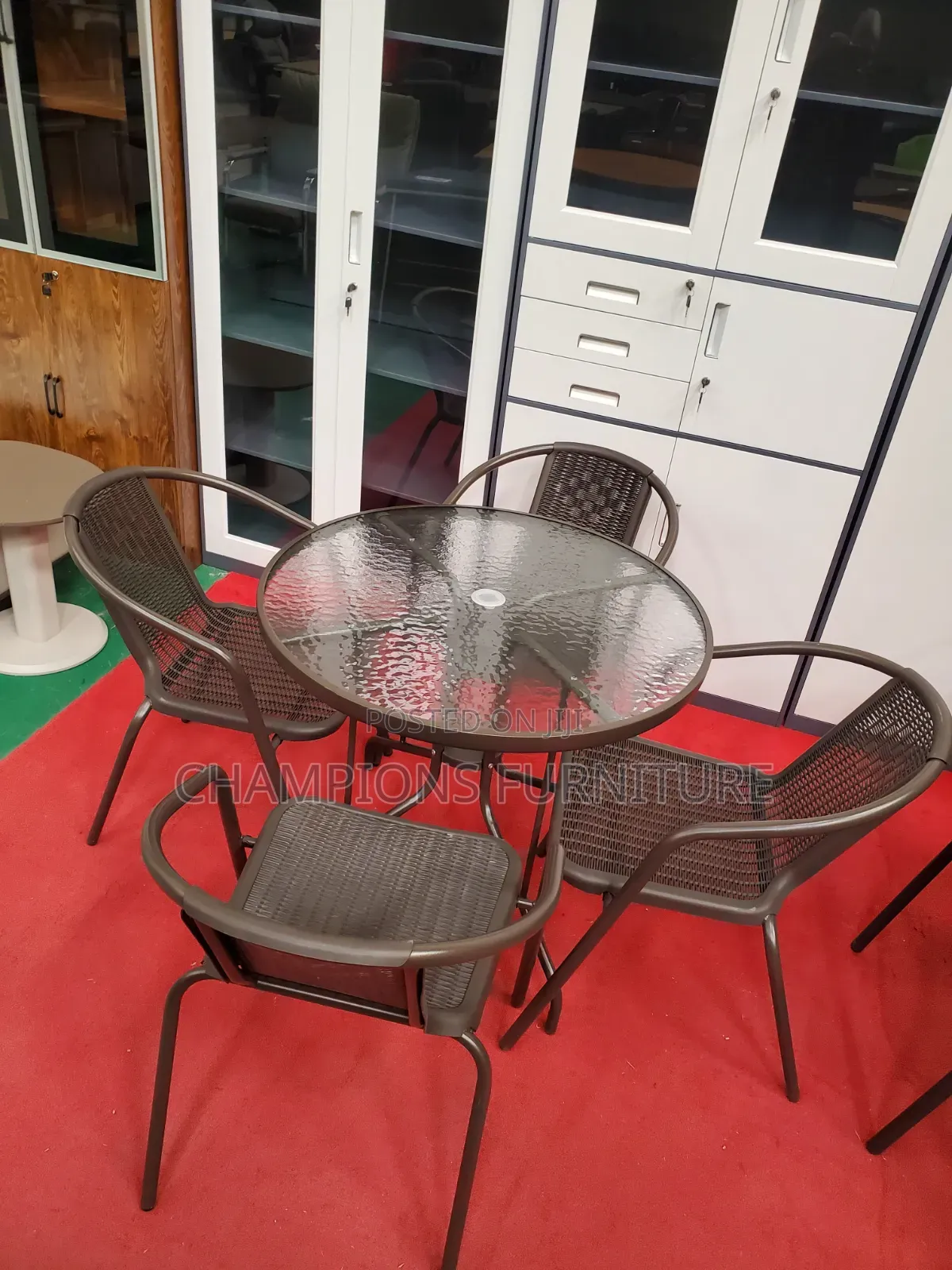 Outdoor Rattan Tempered Glass Set