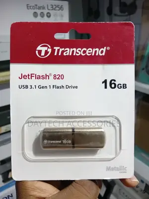 The Transcend JetFlash 820 16GB USB 3.1 Flash Drive Compact Device.