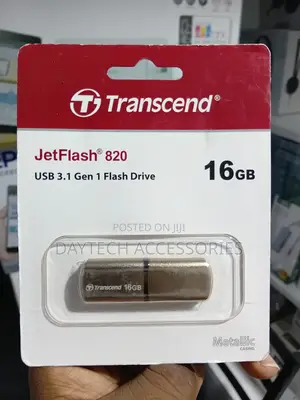 The Transcend JetFlash 820 16GB USB 3.1 Flash Drive Compact Device.
