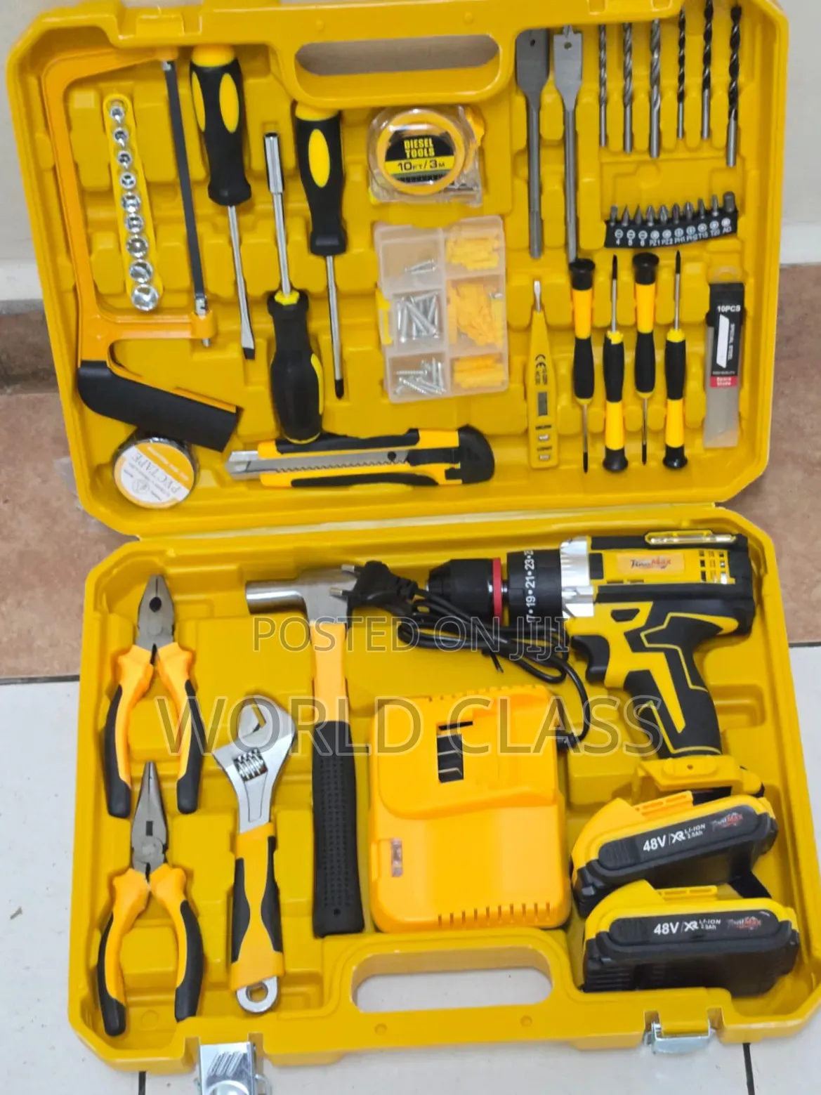 Tool Kit Set With 48V Cordless Drill 2 Batteries in Carry Case