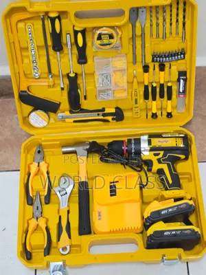 Tool Kit Set With 48V Cordless Drill 2 Batteries in Carry Case