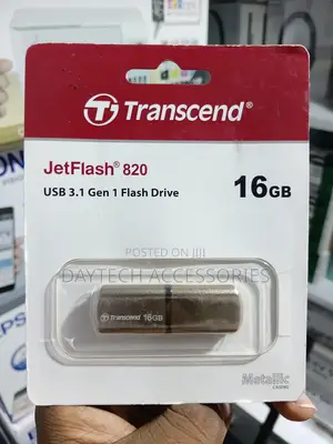The Transcend JetFlash 820 16GB USB 3.1 Flash Drive Compact Device.