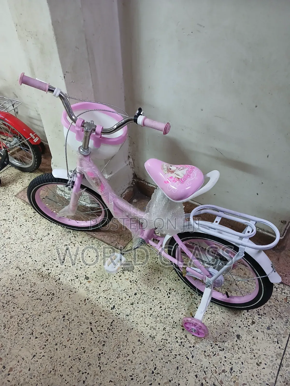 Ladybird Girls Kids Bike (Size 16, Pink) With Training Wheels Basket