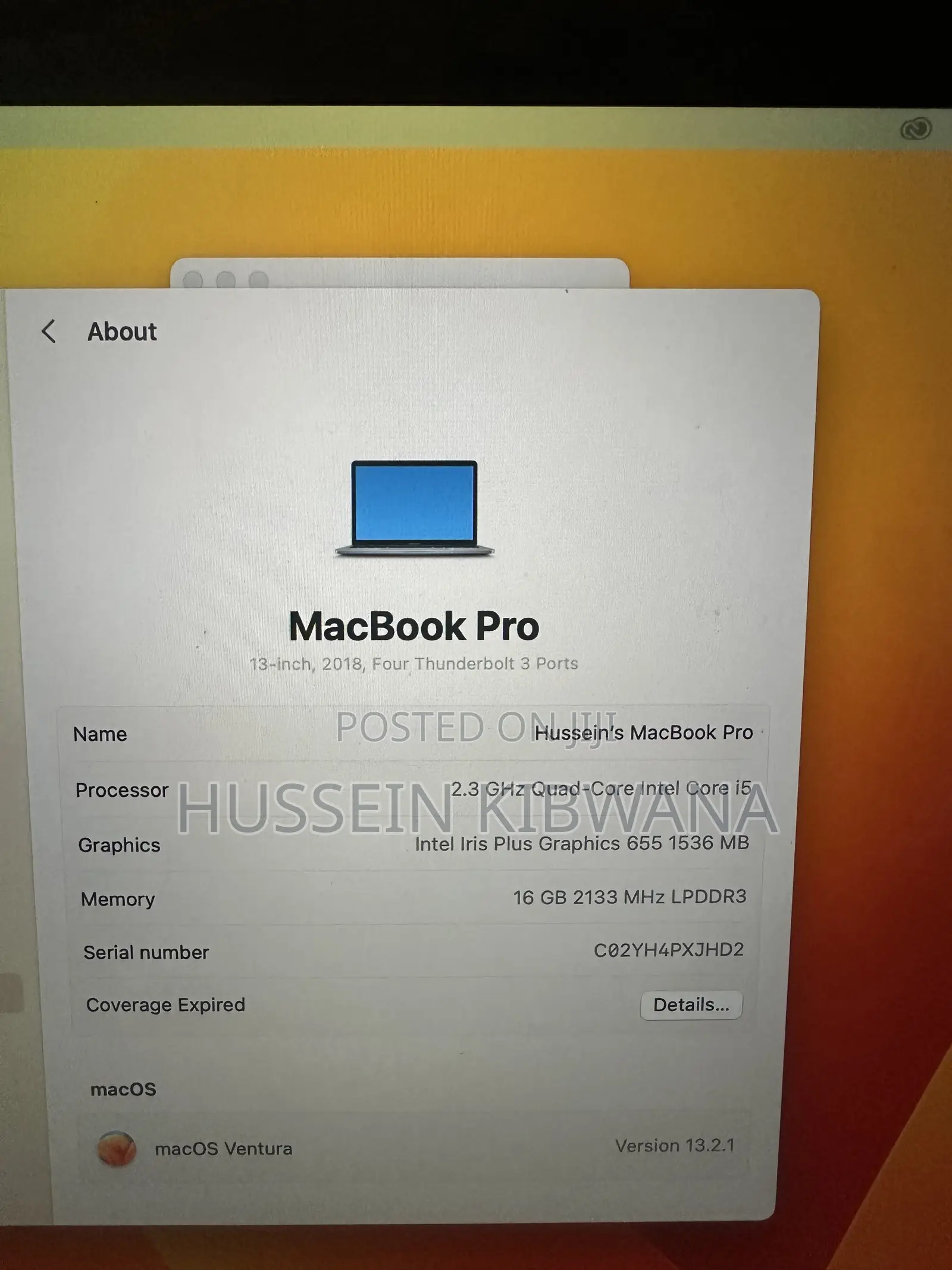 Laptop Apple MacBook Pro 2018 16GB Intel Core i5 SSD 512GB