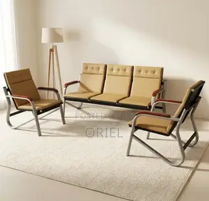 Office Sofa : Waiting Room Brown 5-Seater Sofa