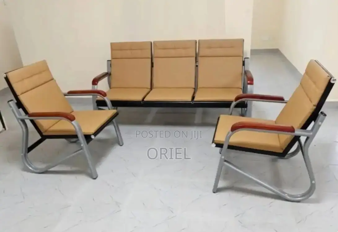 Office Sofa : Waiting Room Brown 5-Seater Sofa