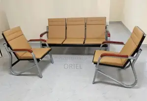 Office Sofa : Waiting Room Brown 5-Seater Sofa