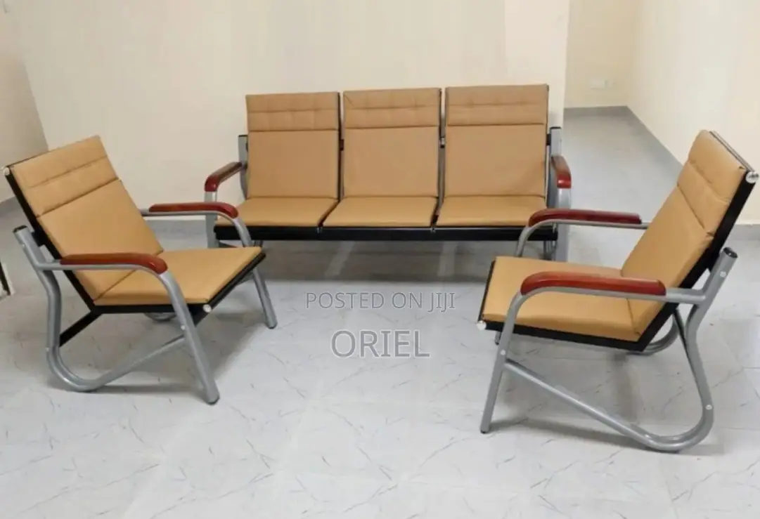 Office Sofa : Waiting Room Brown 5-Seater Sofa