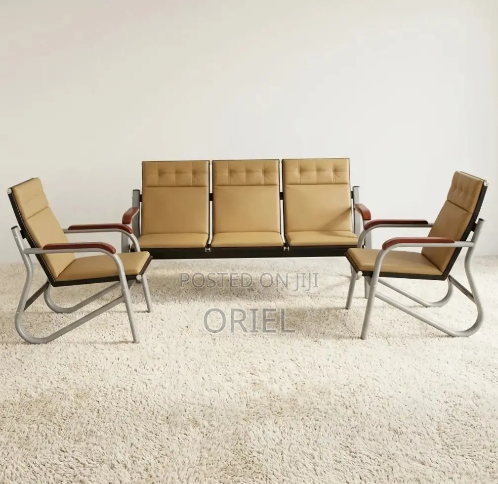 Office Sofa : Waiting Room Brown 5-Seater Sofa