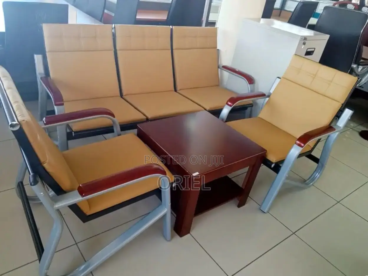 Office Sofa : Waiting Room Brown 5-Seater Sofa
