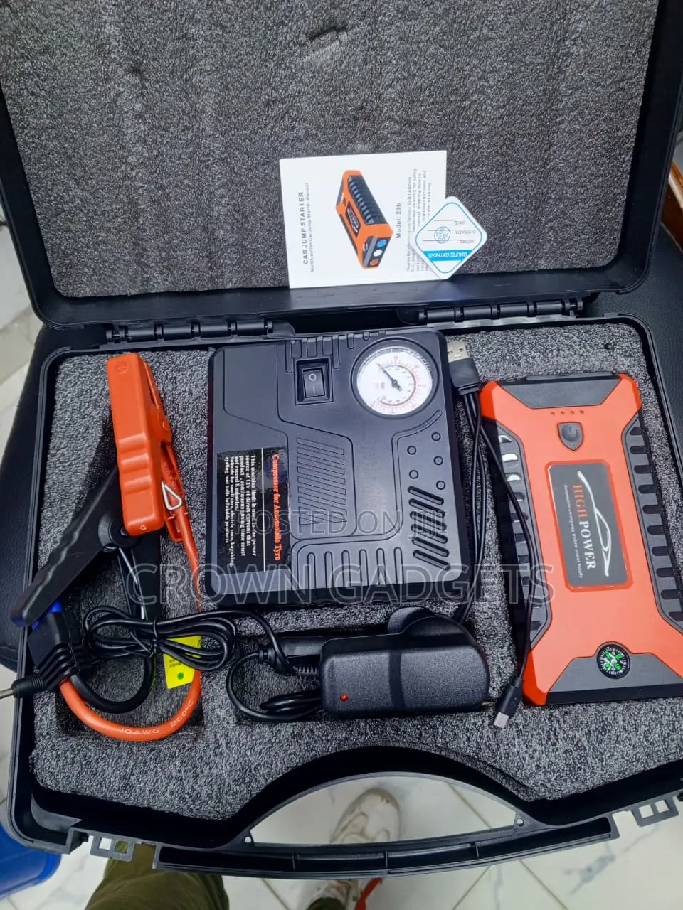 Car Jump Starter 600A With Tire Inflator, Power Bank Flashlight