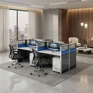 Office Workstation; Four Users Privacy Partioned Cmodern Workstation
